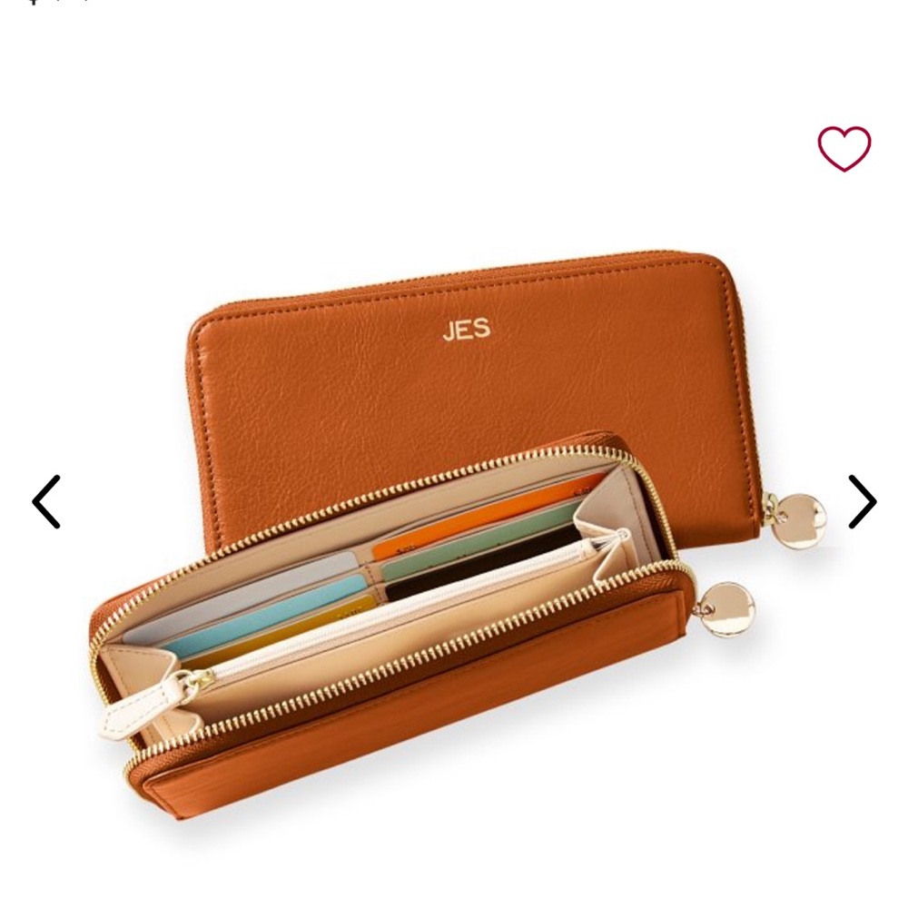 THE ESSENTIAL LEATHER WALLET mark & graham tan monogrammed with KK 
Brand new!